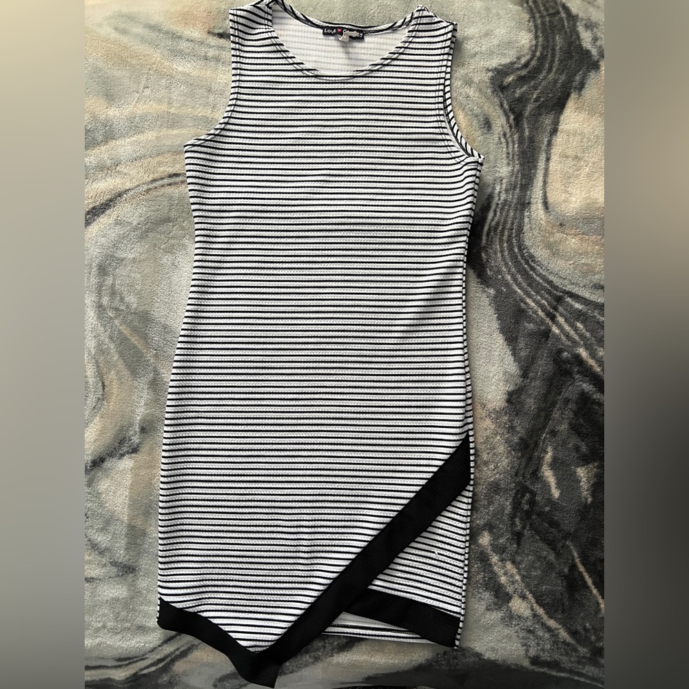 Black and white striped dress